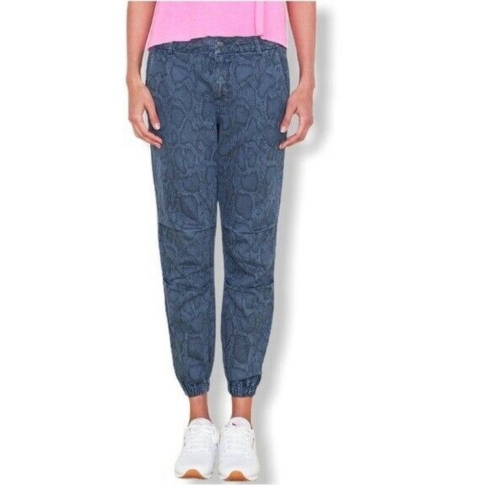 Sundry Anthropologie Snake Print Jogger Pants Navy Size 26 NWT USA Made